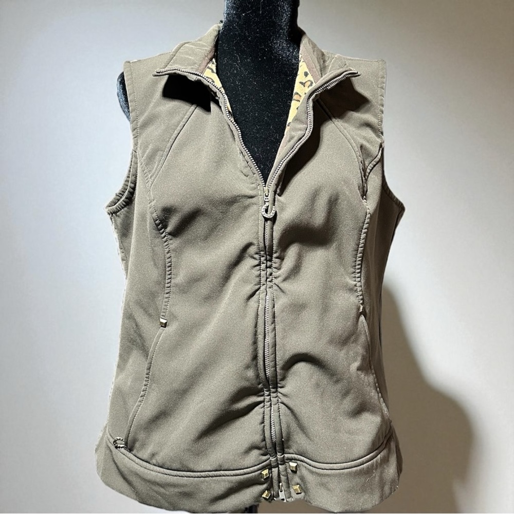 Ariat Brown Fleece Vest 2XL – Leopard Lining, Horseshoe Zipper Pulls